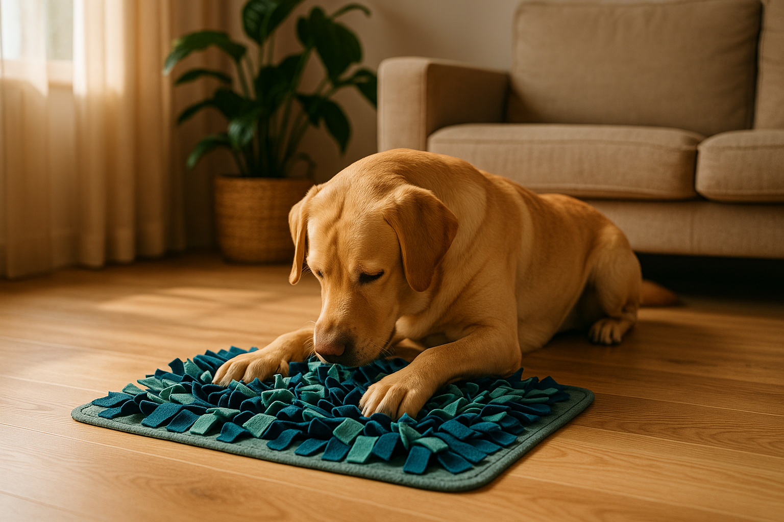 Hond likt aan een snuffelmat